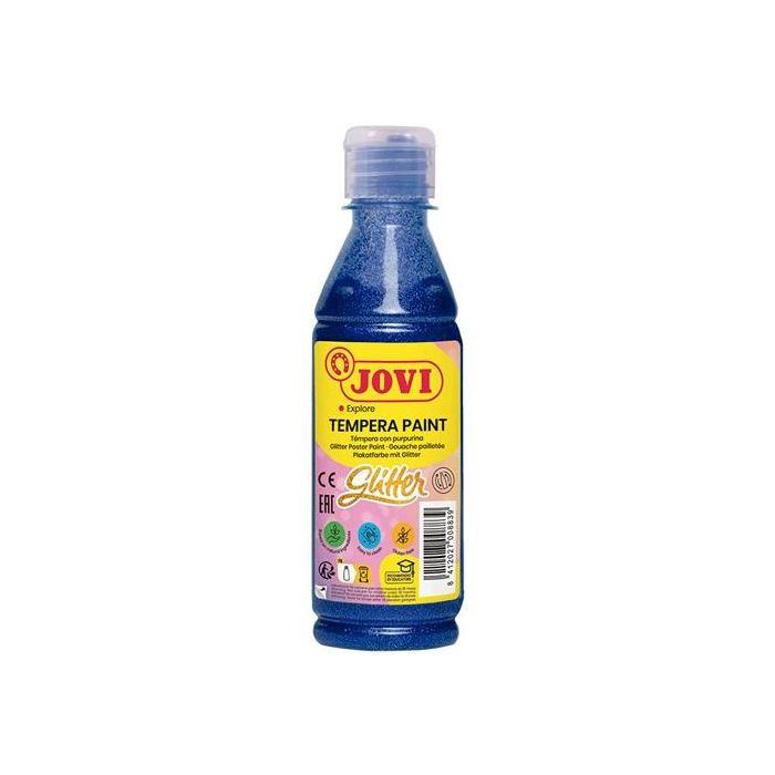 Jovi Témpera glitter botella de 250 ml azul brillante