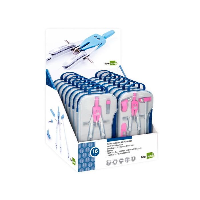 Compas Liderpapel Con Adapatador Alargadera Y Mango Extra Soft Expositor De 16 Estuches 2 Modelos 4