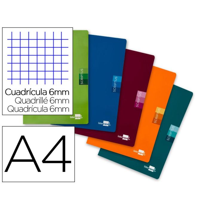 Libreta Liderpapel Scriptus A4 48 Hojas 90 gr-M2 Cuadro 6 mm Con Margen 5 unidades