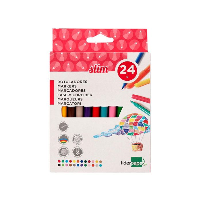 Rotulador Liderpapel Slim Caja De 24 Unidades Colores Surtidos 7