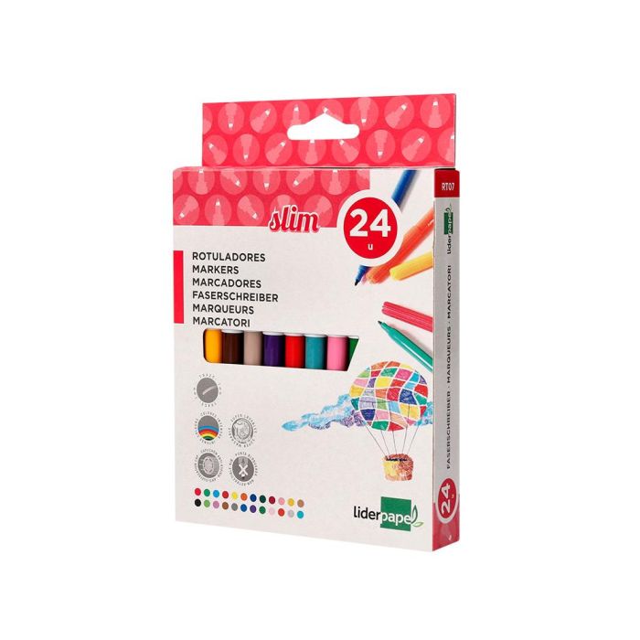 Rotulador Liderpapel Slim Caja De 24 Unidades Colores Surtidos 8