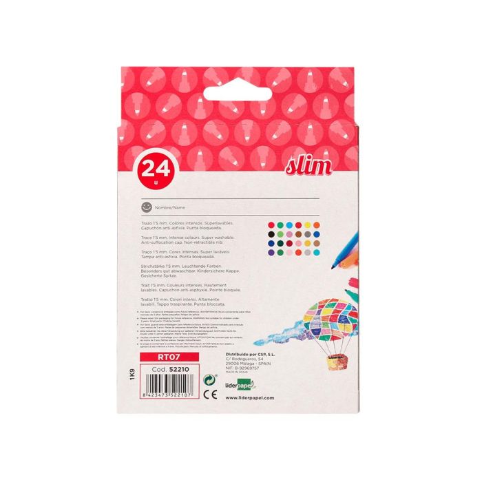 Rotulador Liderpapel Slim Caja De 24 Unidades Colores Surtidos 9