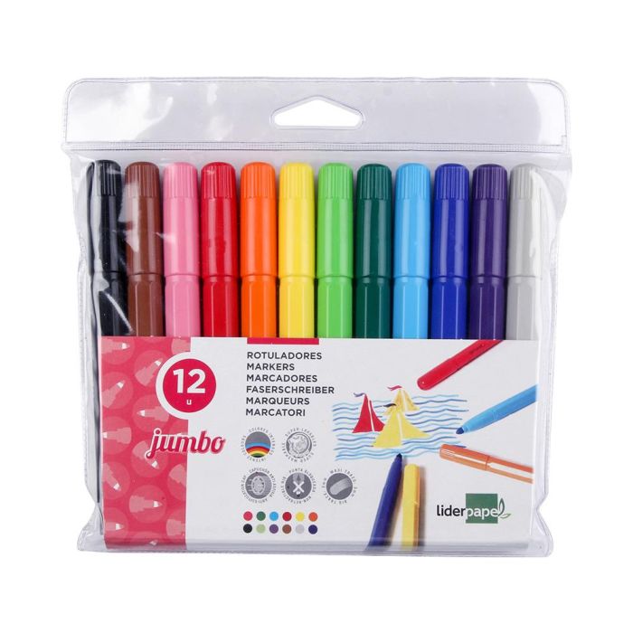 Rotulador Liderpapel Jumbo Bolsa 12 Unidades Colores Surtidos 1