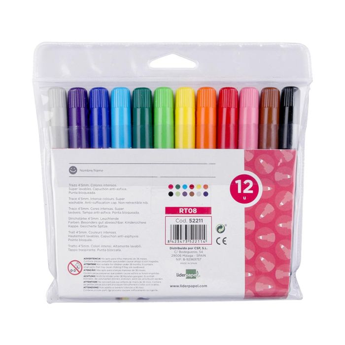 Rotulador Liderpapel Jumbo Bolsa 12 Unidades Colores Surtidos 2