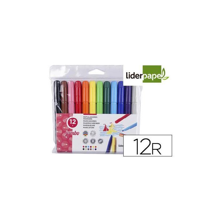 Rotulador Liderpapel Jumbo Caja De 12 Unidades Colores Surtidos