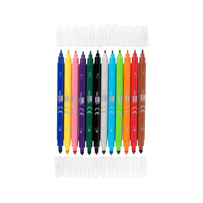 Rotulador Liderpapel Duo Doble Punta Fina Y Gruesa Caja De 12 Unidades Colores Surtidos 3