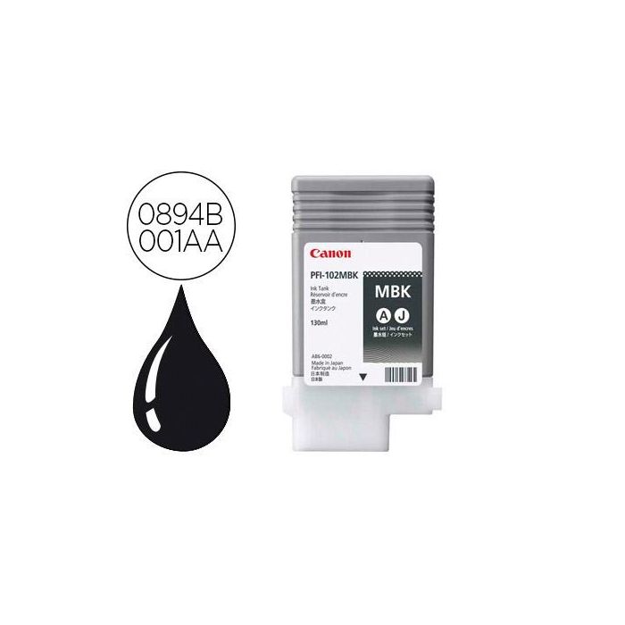 Canon Tinta Negro Mate 130 mL Lp 17 24 Ipf 500 600 700 710 610 605 720 755 - Pfi 102 Mbk