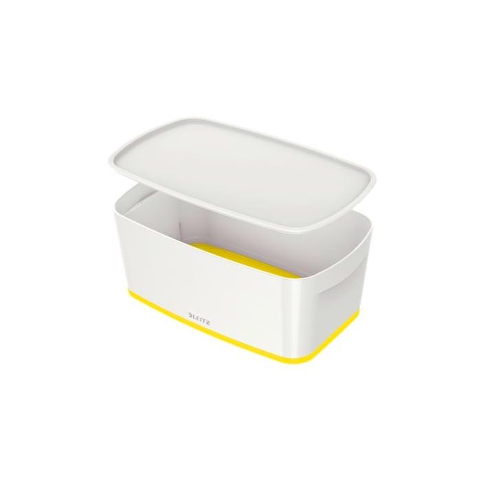 Leitz Caja almacenamiento mybox wow pequeña c/tapa 318x128x191mm amarillo/blanco