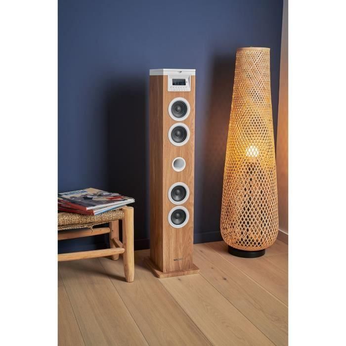 Thomson THO1720571172497 Altavoz Torre con Bluetooth, CD, USB, SD, Radio FM, 60W - Blanco/Madera 5 Thomson THO1720571172497 Altavoz Torre con Bluetooth, CD, USB, SD, Radio FM, 60W - Blanco/Madera 5