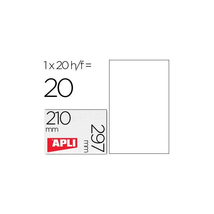 Etiqueta Adhesiva Apli Translucidas 1225 210x297 mm Fotocopiadora Laser Caja Con 20 Etiquetas