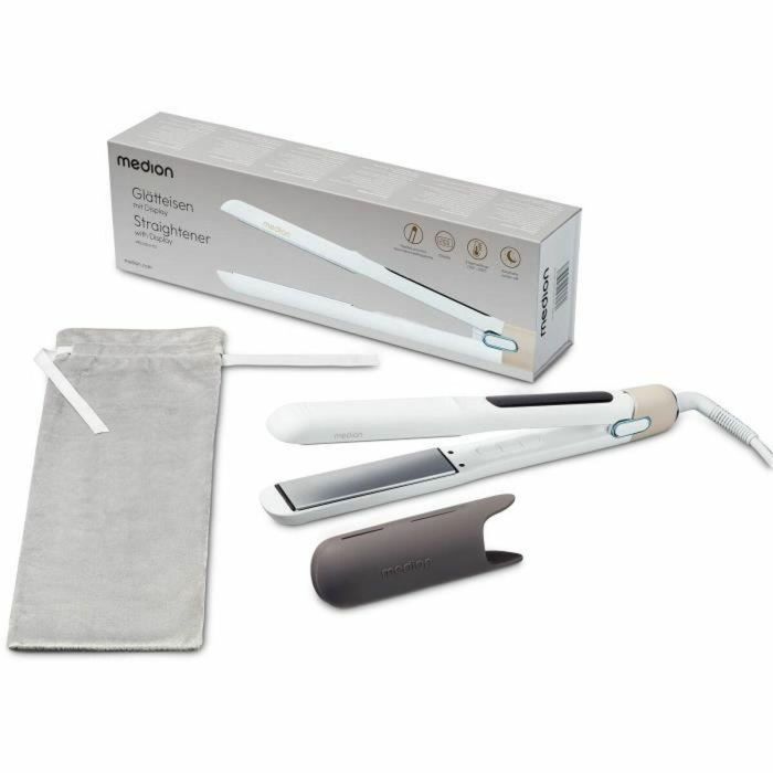 Medion MD19925 Plancha de Pelo 56W, 5 Programas, 165-210°C, Pantalla LED, Blanco