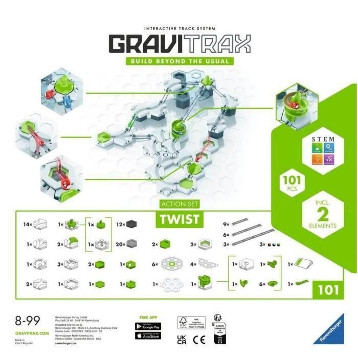 Gravitrax Starter Set Twist 101 piezas, Circuito de canicas, Juego de construcción creativo, 8 años, 22576, Ravensburger 1