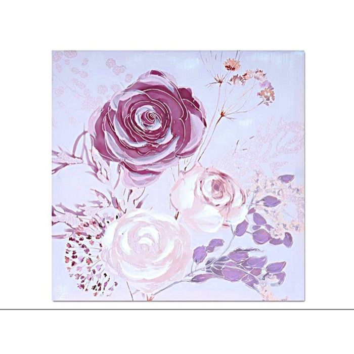 Cuadro Romimex Rosa Lienzo Rosas 60 x 60 x 3 cm 1