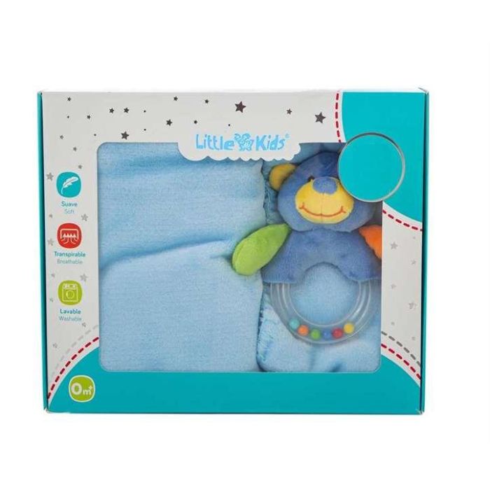 Set caja +manta coralina 100 x 75 cm + sonajero oso 16cm Set caja +manta coralina 100 x 75 cm + sonajero oso 16cm
