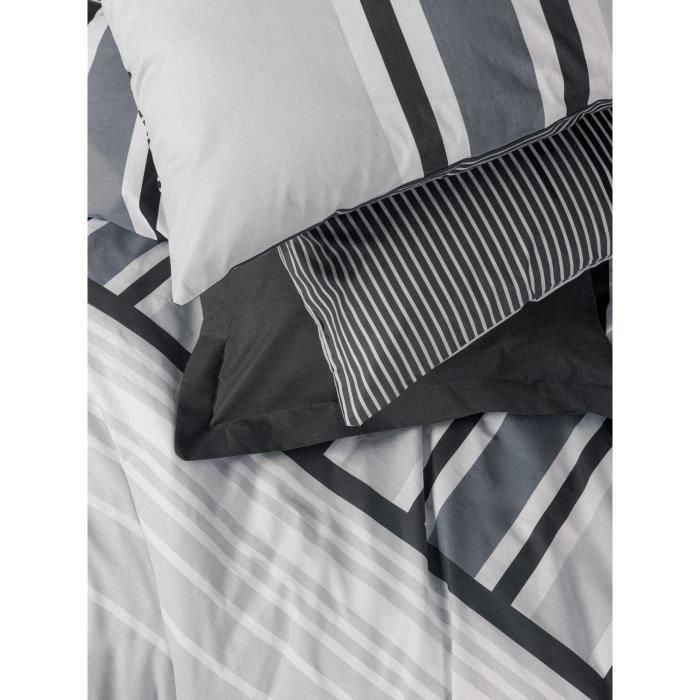 Juego de cama - 1 funda nórdica 220x240 cm + 2 fundas de almohada 60x60 cm - 100% algodón - Antracita 1 Juego de cama - 1 funda nórdica 220x240 cm + 2 fundas de almohada 60x60 cm - 100% algodón - Antracita 1