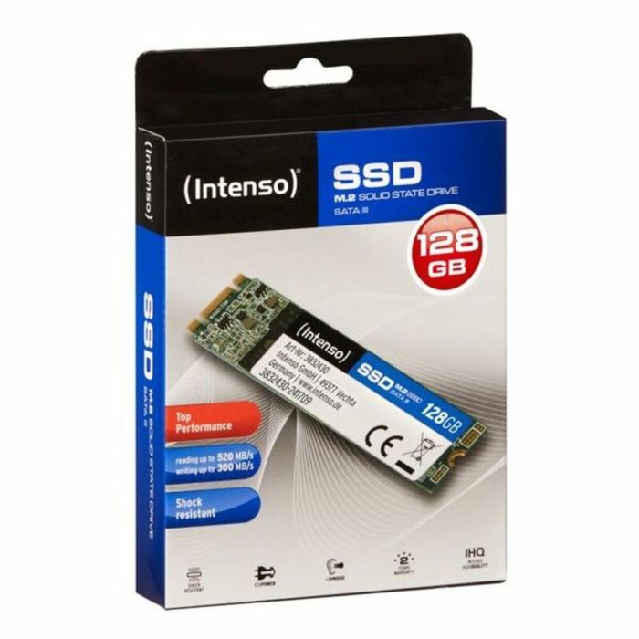 Intenso 3832430 Disco Duro SSD M.2 128GB SATAIII - Lectura 520MB/s, Escritura 500MB/s, Resistente a Golpes 1