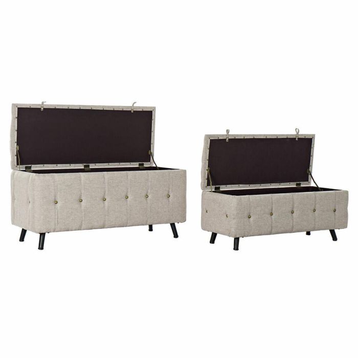 Banqueta DKD Home Decor   Negro Beige Metal 103 x 42 x 52 cm (2 Unidades) 3