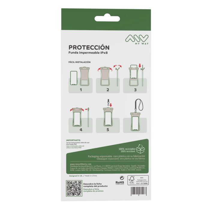 myway funda acuática universal Floating IPx8 hasta 7,2" negra 1 myway funda acuática universal Floating IPx8 hasta 7,2" negra 1