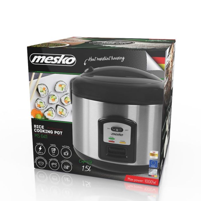 Mesko Olla Arrocera MS 6411 1000W 1.5L Cocina y Mantiene Caliente Tapa Seguridad Base Antideslizante 2