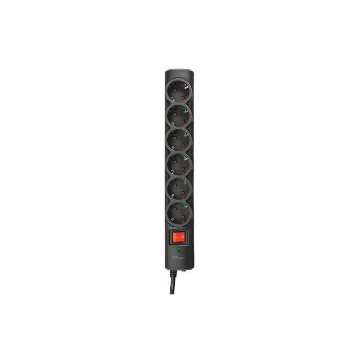Trust 21059 Regleta de 6 Enchufes con Interruptor General, Protección contra Sobretensiones, Seguridad Infantil y Cable 1.8m Negra 1 Trust 21059 Regleta de 6 Enchufes con Interruptor General, Protección contra Sobretensiones, Seguridad Infantil y Cable 1.8m Negra 1