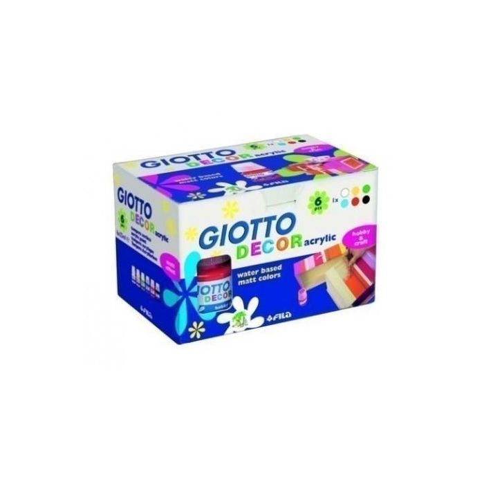 Giotto Témpera Acrílica Decor 25 mL - Pack de 6 Botes Colores Surtidos
