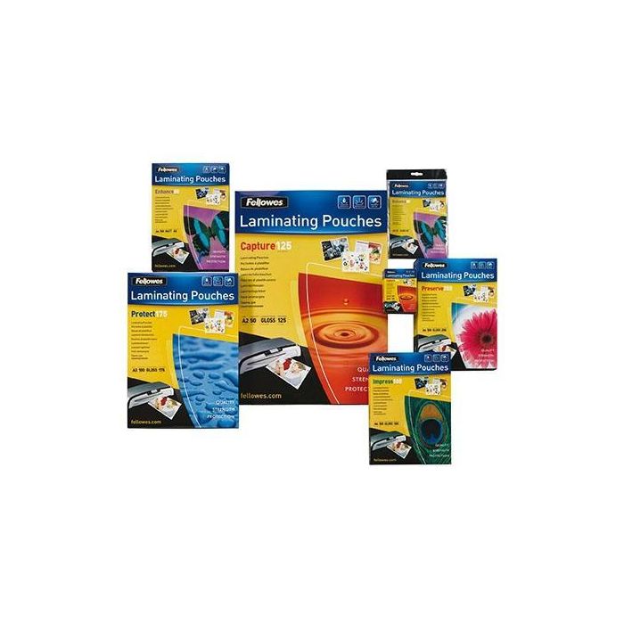 Fellowes Pack 100 Fundas Plastificar 125 Mic. Brillo 83x113 mm