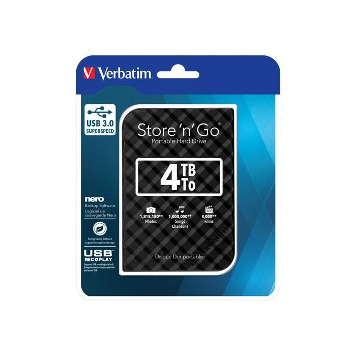 Verbatim Disco Duro Portátil Store 'N' Go 4Tb Hdd 2.5" Usb 3.0 Negro