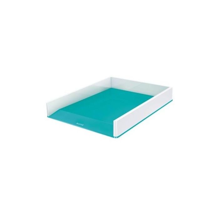 Leitz Bandeja Sobremesa WOW Dual Color Turquesa-Blanco, Plástico, 267x49x336 mm, ideal para documentos