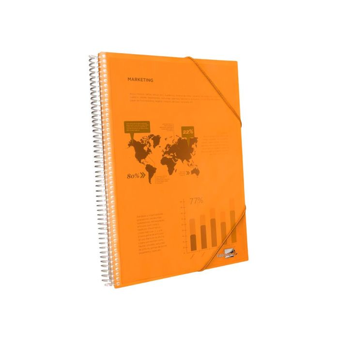 Carpeta Liderpapel Escaparate Con Espiral 10 Fundas Polipropileno Din A4 Naranja