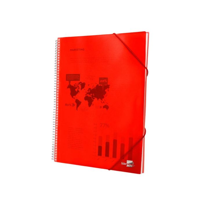 Carpeta Liderpapel Escaparate Con Espiral 20 Fundas Polipropileno Din A4 Rojo 2