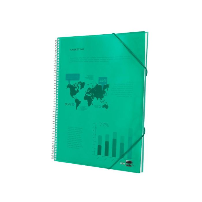 Carpeta Liderpapel Escaparate Con Espiral 30 Fundas Polipropileno Din A4 Verde 2