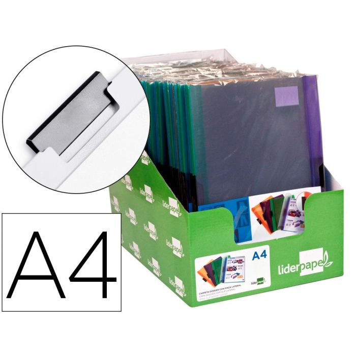 Carpeta Liderpapel Dossier Pinza Lateral Polipropileno Din A4 30 Hojas Pack De 4 Colores Surtidos