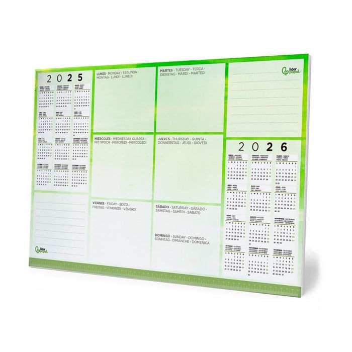 Planning Sobremesa Semanal Liderpapel 40x60 cm 80 gr 60 Hojas 2025-2026 2