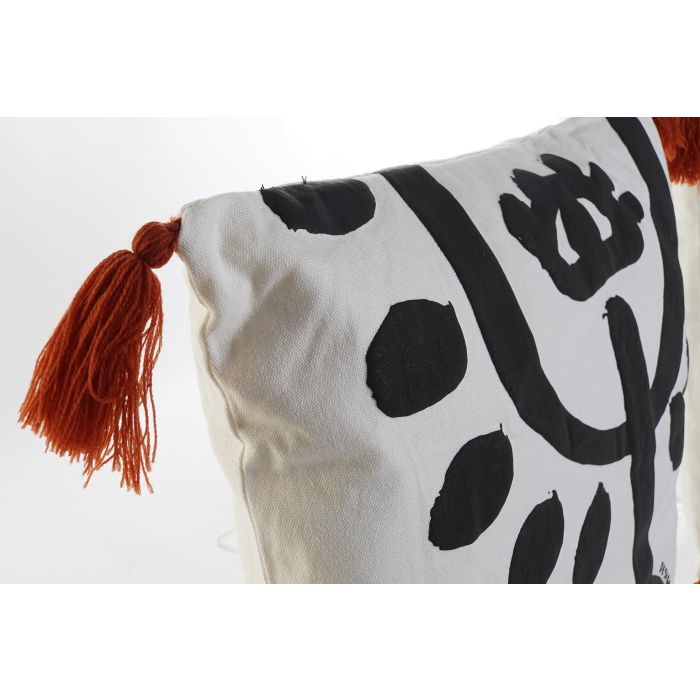 DKD Home Decor Cojin Africano Etnico Colonial Blanco Negro 45 x 45 cm Poliester (4 Unidades) 1