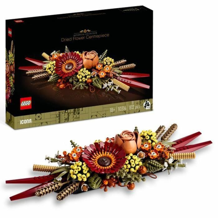 LEGO iconos 10314 El centro de mesa de flores secas, plantas artificiales con rosa, para adultos