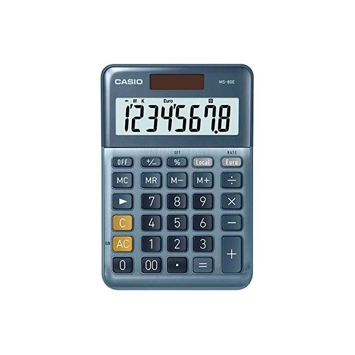 Casio Calculadora De Oficina Sobremesa Azul Ms-80E Casio Calculadora De Oficina Sobremesa Azul Ms-80E