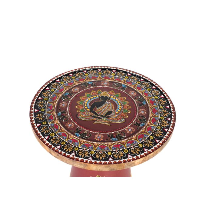 Giner y Colomer Mesa Auxiliar de Madera de Mango Pintada a Mano Tapa Redonda 1