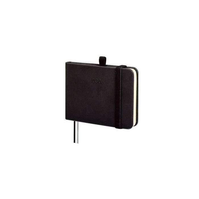 Agenda Anual (2026) Catalan Finocam Minimal Textura Cosida Tapa Dura Con Goma M0 104X73 S/V Negre