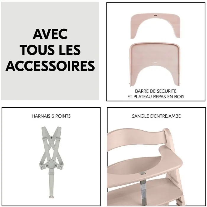 Hauck Trona Evolutiva Beta+ Madera FSC Arnés 5 Puntos Ruedas De 6 Meses a 90 kg HAU1715730458756 Blanca 3