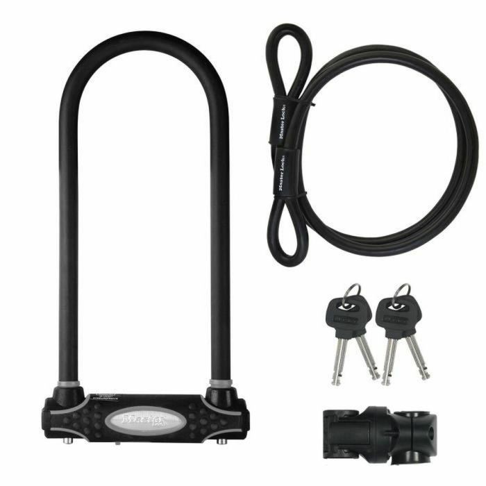 Master Lock Candado en U para Bicicleta con Cable y Llave Modelo XL, Certificado Secure Gold, Acero Cementado, Doble Bloqueo, Cable 1.20m Master Lock Candado en U para Bicicleta con Cable y Llave Modelo XL, Certificado Secure Gold, Acero Cementado, Doble Bloqueo, Cable 1.20m