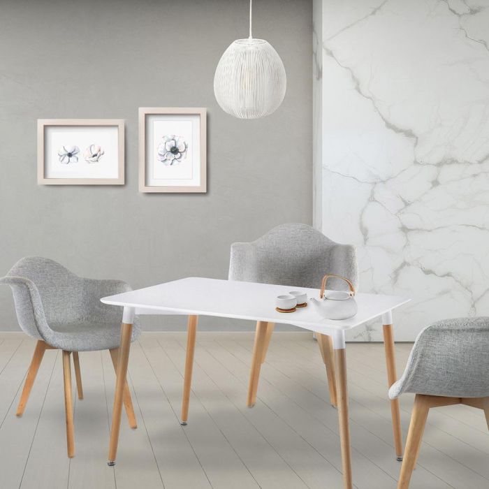 Home Deco Factory Mesa Rectangular Essentiel Blanca Madera Metal Polipropileno 115x75 cm h.74 cm 3