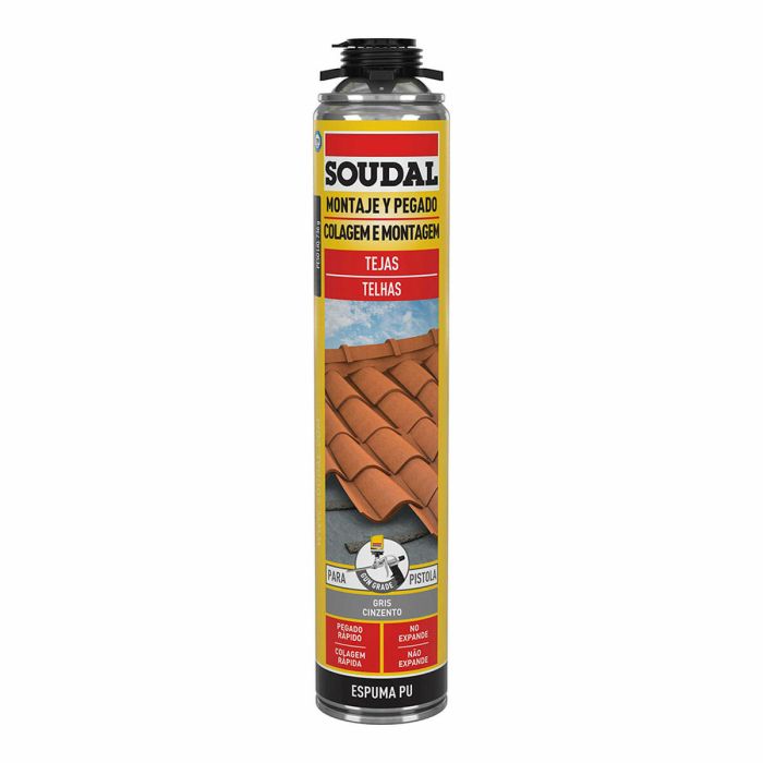 Espuma para teja pistola gris 750 ml soudal