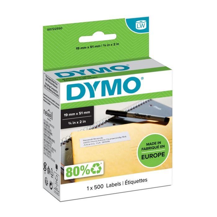 Dymo Cinta De Etiquetas Multifunción Blanco De 19x51 mm 500 Páginas Para Rotuladora Labelwriter Removible