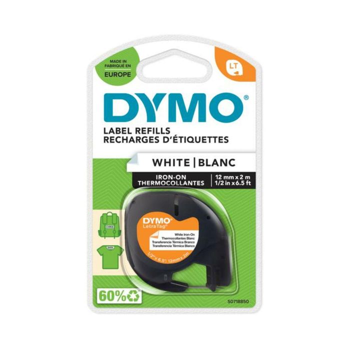 Dymo Cinta Autoadhesiva Para Ropa 18769, Negro-Blanco 12 mmx2M Rotuladoras Letratag S0718850