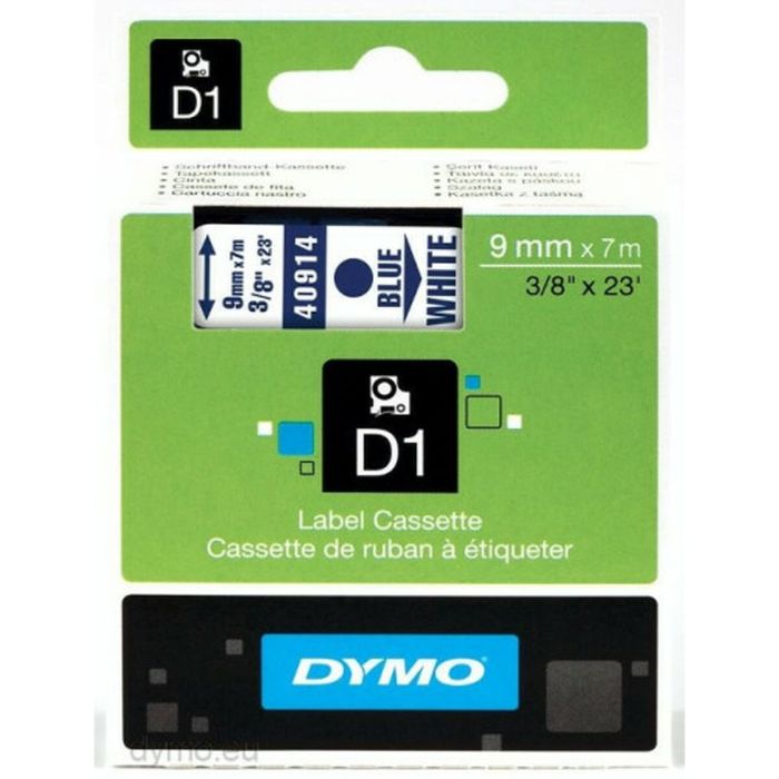 Dymo Cinta De Transferencia Termica D1 40914. Azul Sobre Blanco De 9 mmx7M. Poliester Autoadhesiva