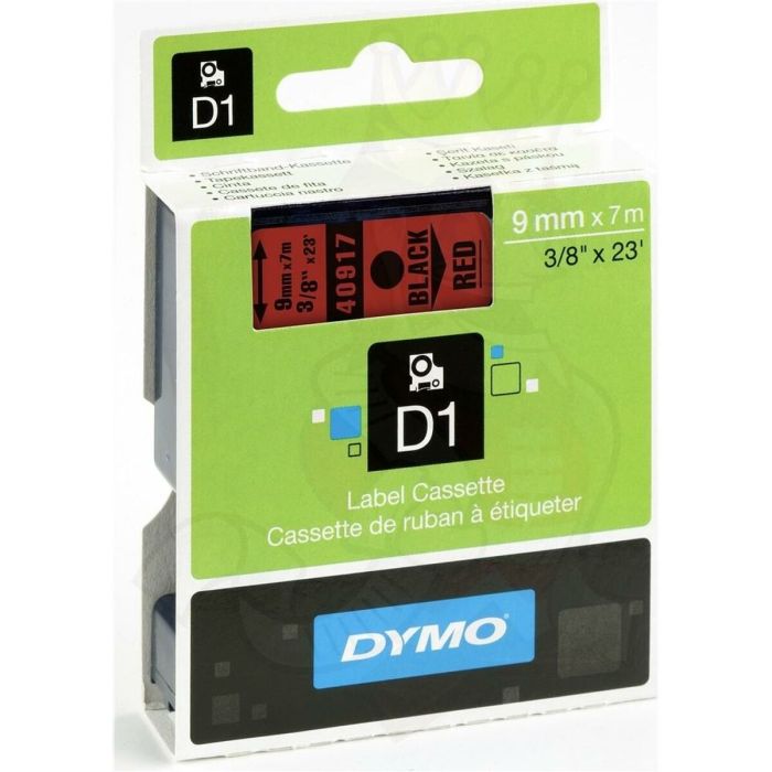 Dymo Cinta De Transferencia Termica D1 40917, Negro Sobre Rojo De 9M, De Plástico