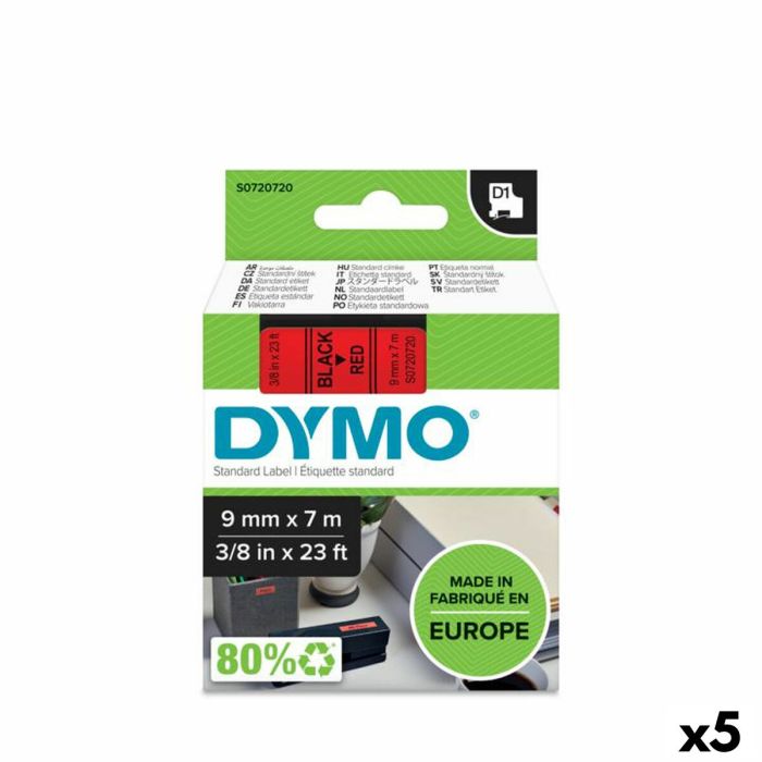 Cinta de transferencia térmica Dymo D1 40917 7 m Negro/Rojo (5 Unidades)