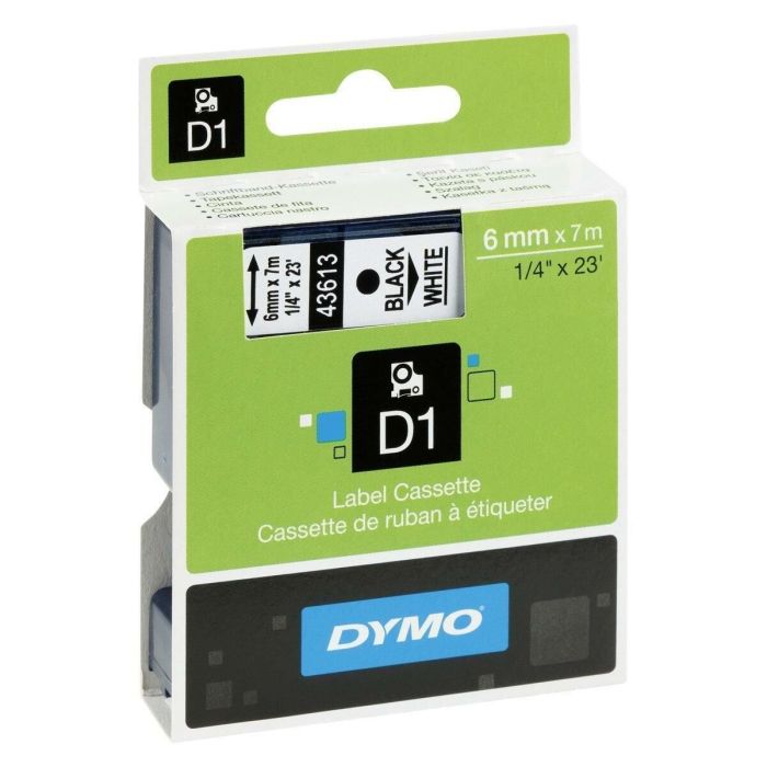 Cinta Laminada para Rotuladoras Dymo D1 43613 LabelManager™ Blanco 6 mm Negro (5 Unidades) 2