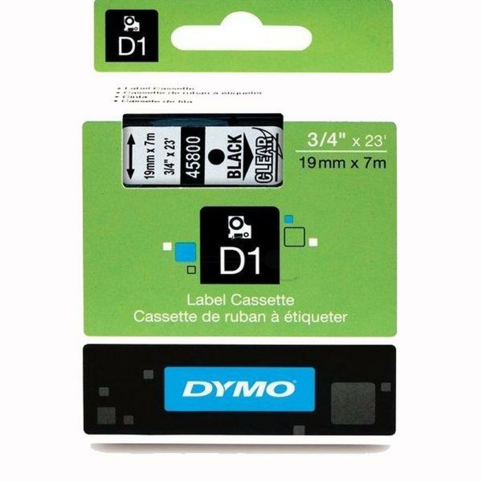 Cinta Laminada para Rotuladoras Dymo D1 45800 LabelManager™ Negro Transparente (5 Unidades) 2