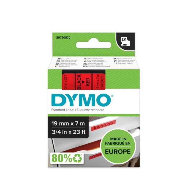 Cinta Laminada para Rotuladoras Dymo D1 45807 LabelManager™ Rojo Negro 19 mm (5 Unidades) 1